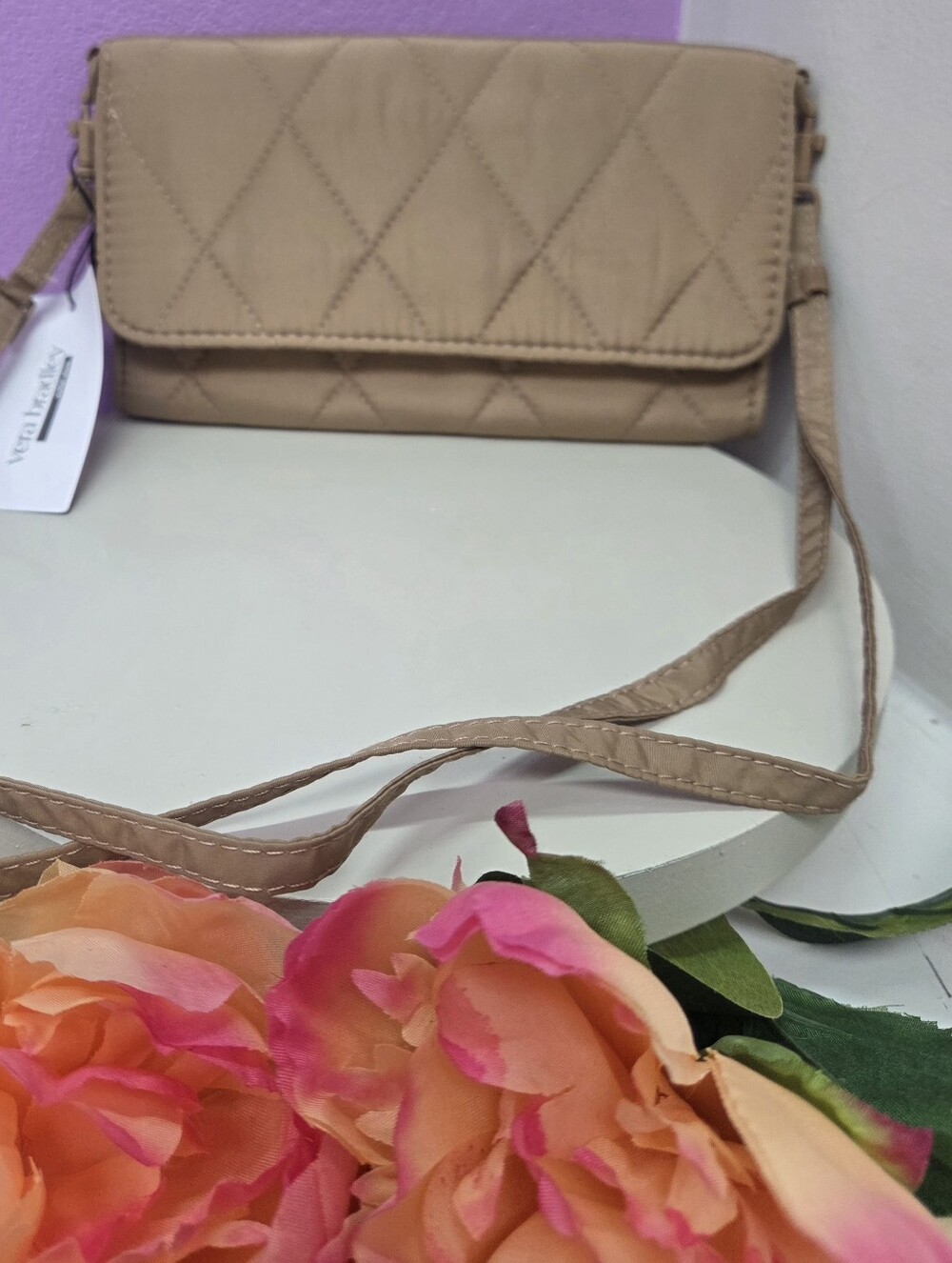 NWT Vera Bradley Ultralight Wallet Crossbody Bag – Tiger's Eye Tan Quilted Clutc